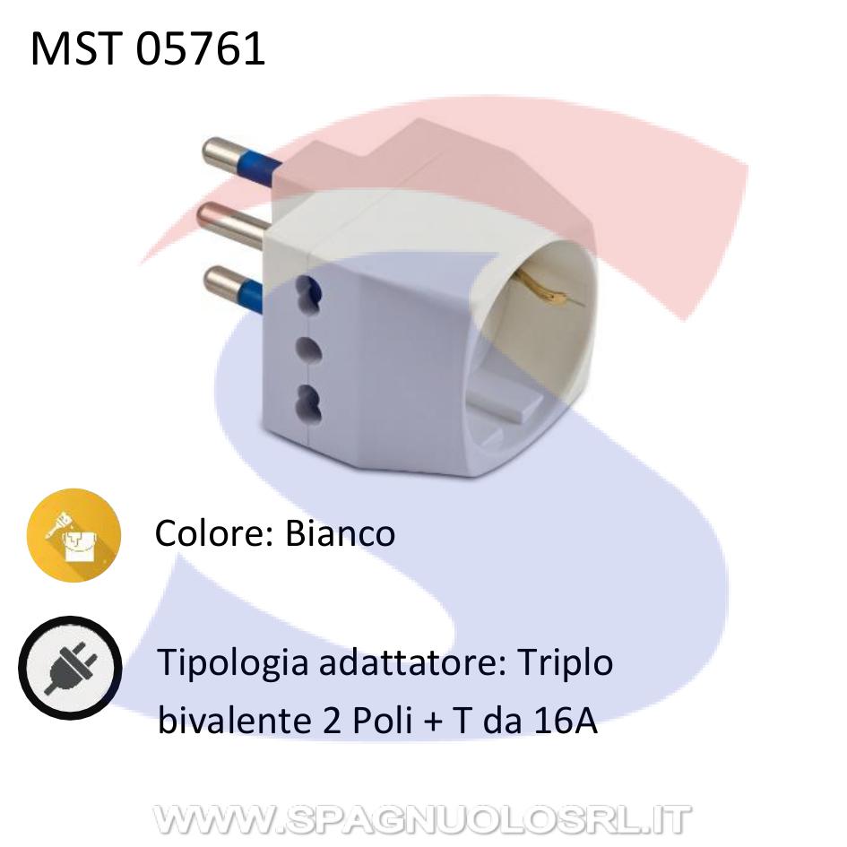 Adattatore Triplo Bivalente Master 2 Poli + T 16 A, Bianco - MASTER 05991
