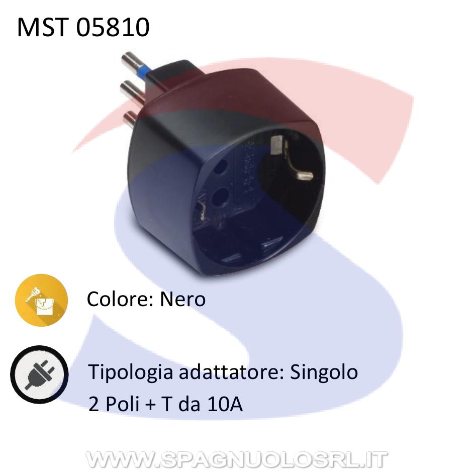 Adattatore Singolo Master 2 Poli + T 10 A, Nero - MASTER 05810