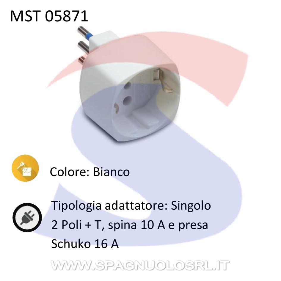 Adattatore Singolo Master 2 Poli + T 10 A, Bianco - MASTER 05871
