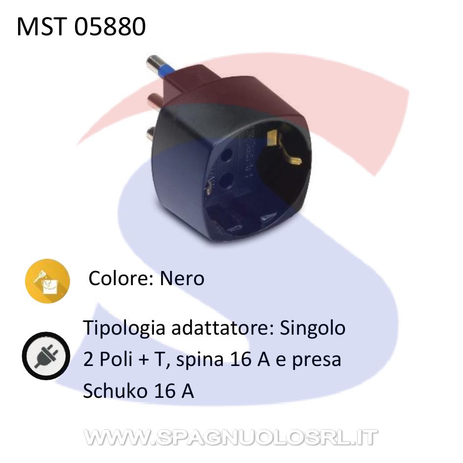 Adattatore Singolo Master 2 Poli + T 16 A, Nero - MASTER 05880