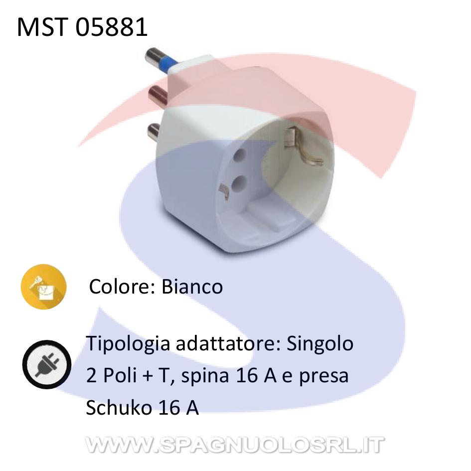 Adattatore Singolo Master 2 Poli + T 16 A, Bianco - MASTER 05881