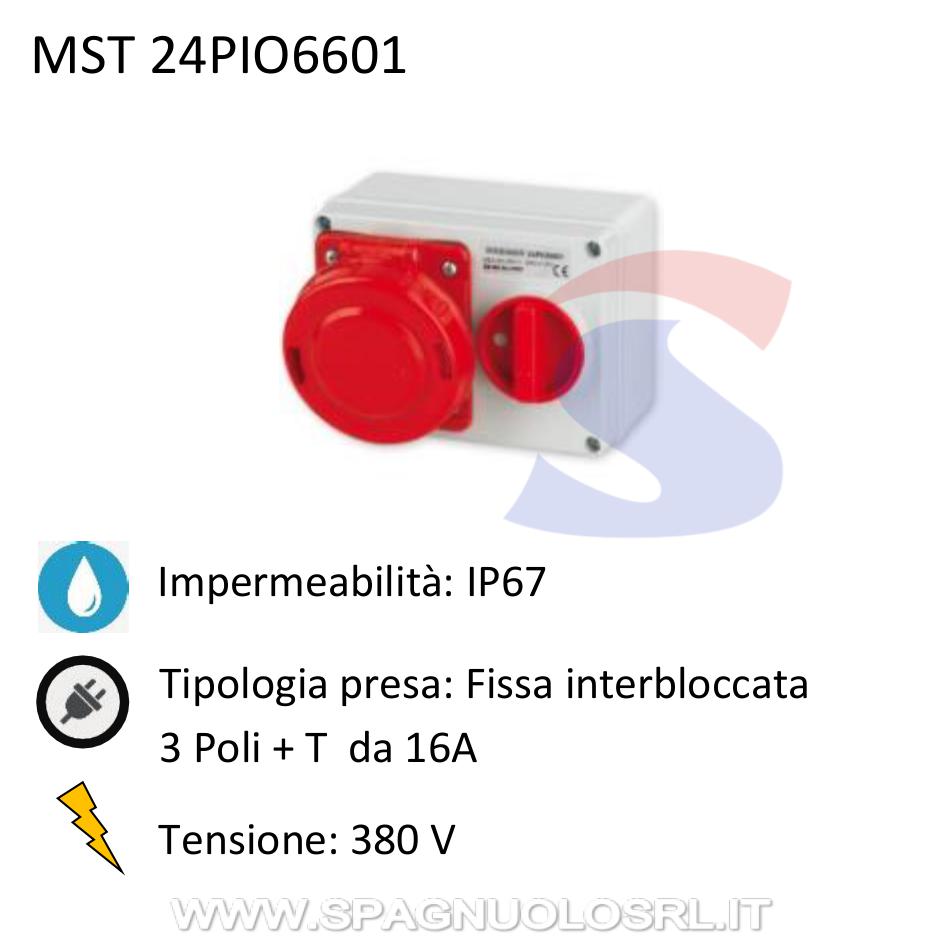 Presa interbloccata orizzontale con fondo 3P+T 16A 380-415 V - MASTER 24PIO6601