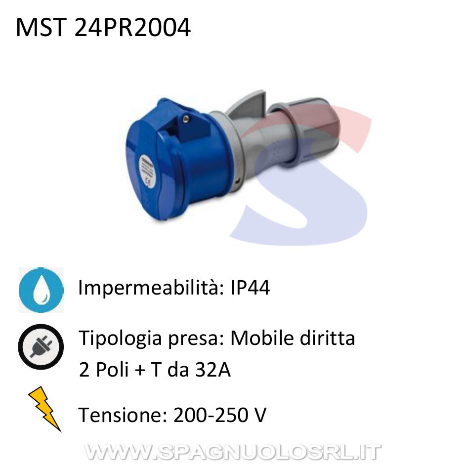 Presa mobile diritta 2P+T da 32A 200-250 V, Blu - MASTER 24PR2004