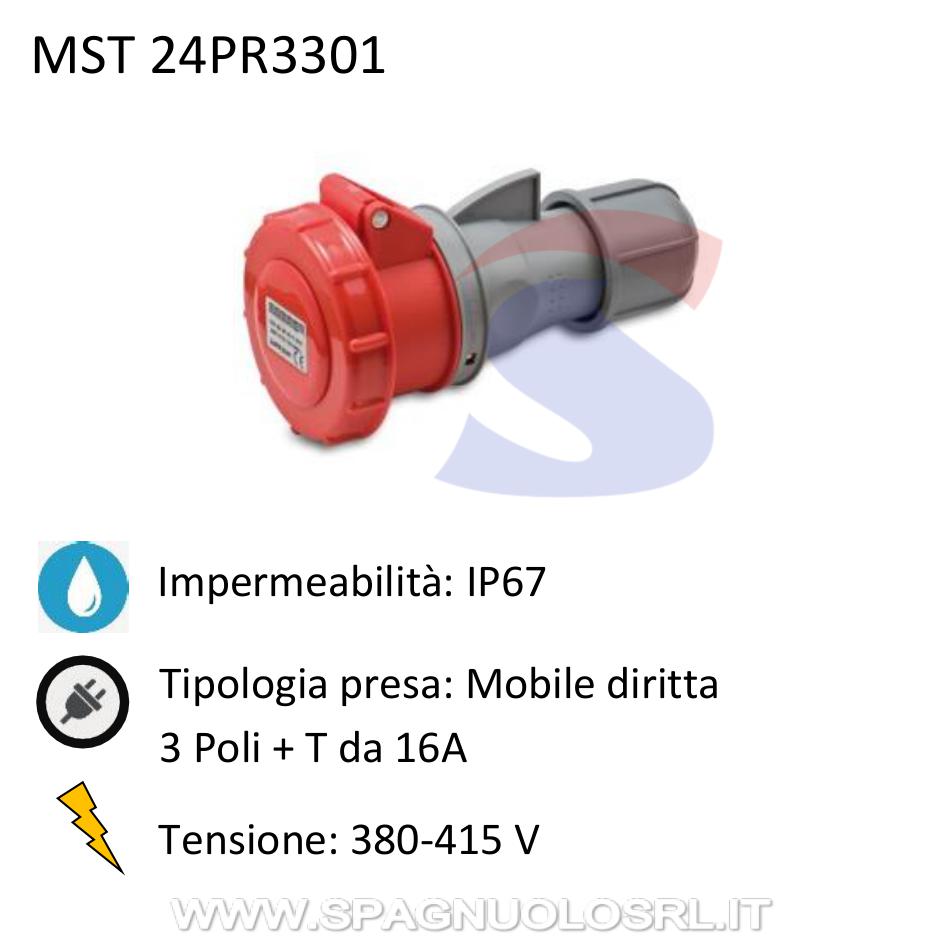 Presa mobile diritta 3P+ T da 16 A 380-415 V, Rosso - MASTER 24PR3301