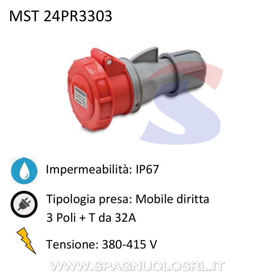 Presa mobile diritta 3P+ T da 32 A 380-415 V, Rosso - MASTER 24PR3303