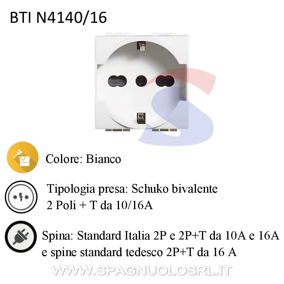 Presa Schuko P17/11 2P + T serie "LivingLight", Bianco - BTICINO N4140/16