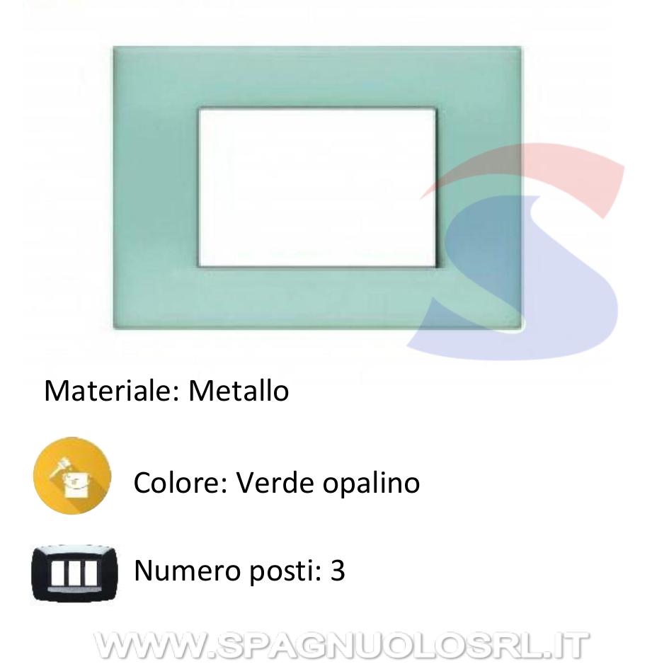 Placca 3 posti colore Verde opalino serie Livinglight - BTICINO N4803VP