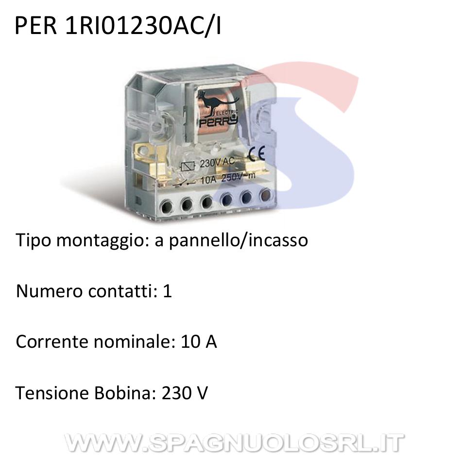 Relè a pannello/incasso 1 contatto 2 sequenze, 10 A - PERRY 1RI01230AC/I