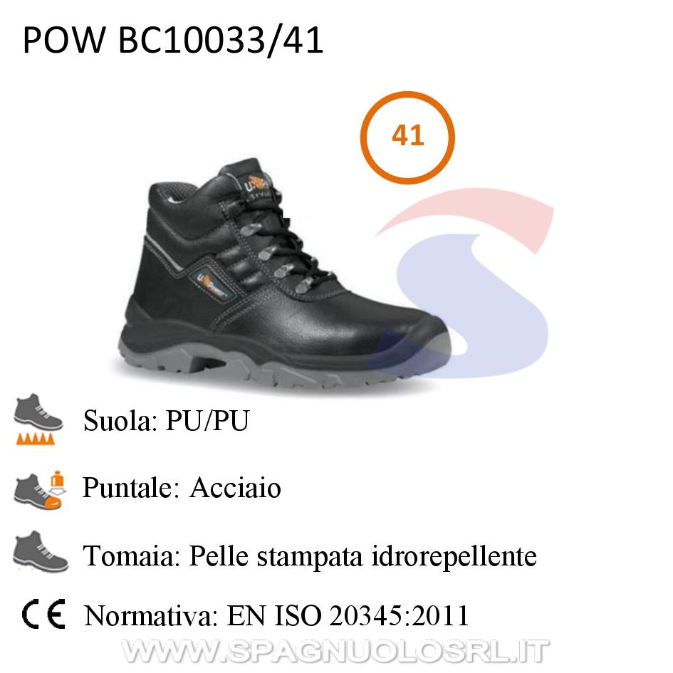 Scarpe in pelle stampata idrorepellente S3 NR. 41, Nero - U POWER BC10033/41