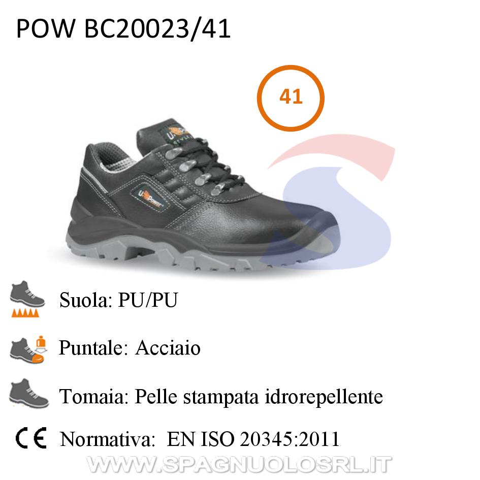 Scarpe in pelle stampata idrorepellente S3 NR. 41, Nero - U POWER BC20023/41
