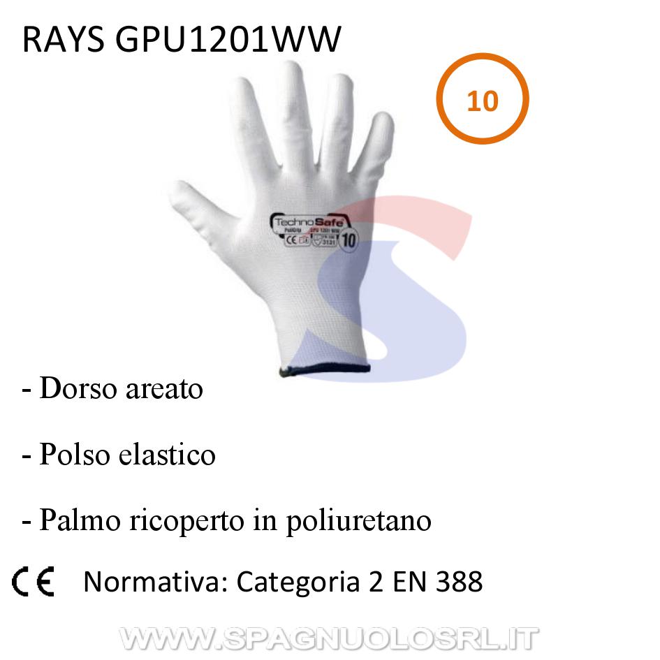 Guanti senza cuciture in poliuretano taglia 10, Bianco - RAYS GPU1201WW