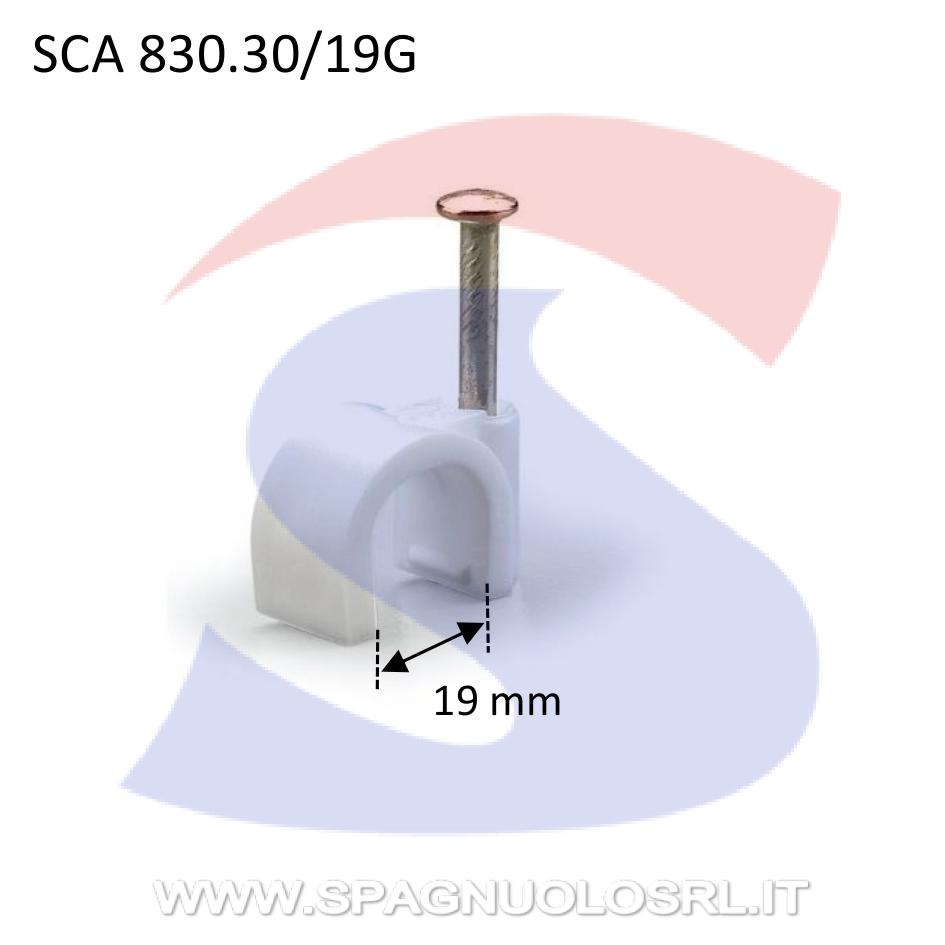 Graffetta con chiodo per cavo Ø 19-20 mm Grigia - SCAME 830.30/19G