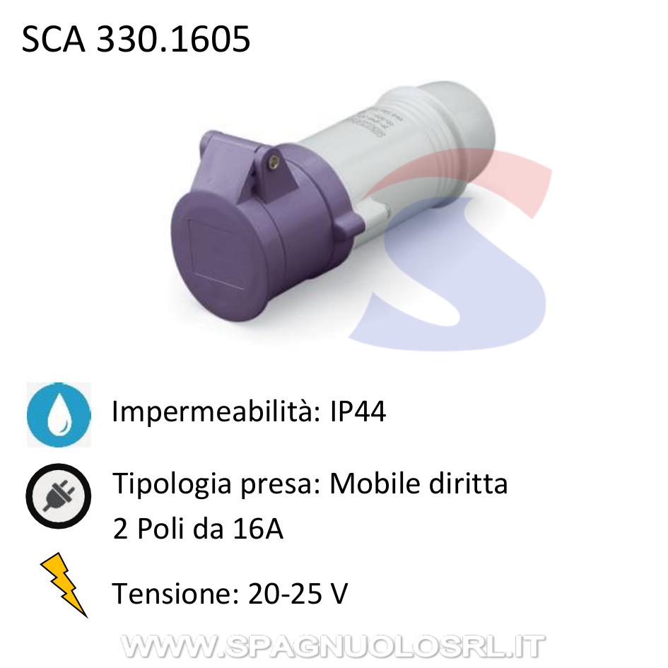 Presa mobile 2P da 16A 20-25 V, Viola - SCAME 330.1605