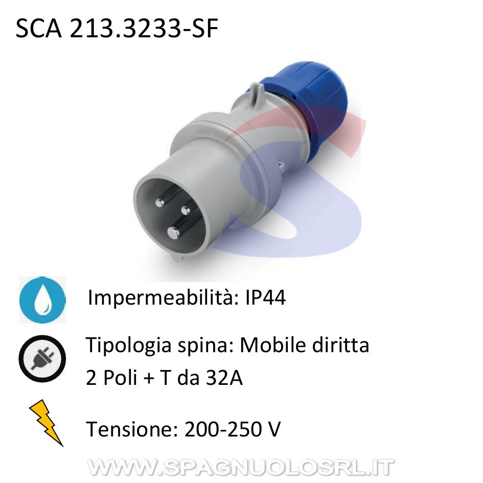 Spina industriale mobile diritta 2P+T 32A 200-250 V, Blu - SCAME 213.3233-SF