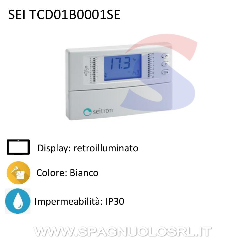 Cronotermostato digitale giornaliero da parete, bianco - SEITRON TCD01B0001SE