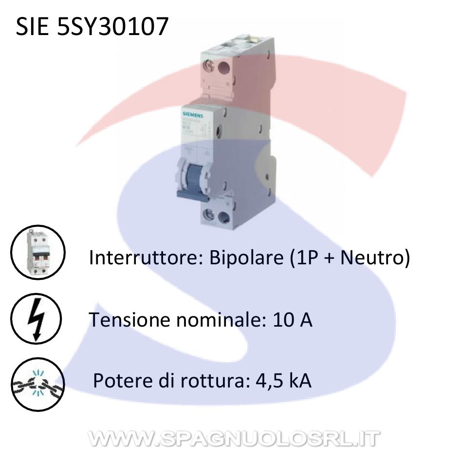 Interruttore automatico bipolare 1 modulo Siemens da 10 A - SIEMENS 5SY30107