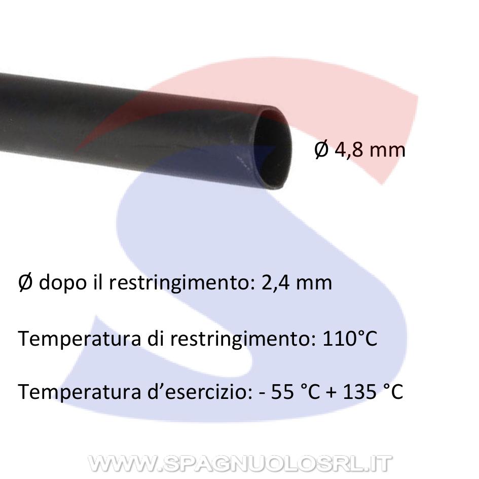 Guaina termorestringente Ø 4,8 mm in poliolefina Nera - BMM SNB048