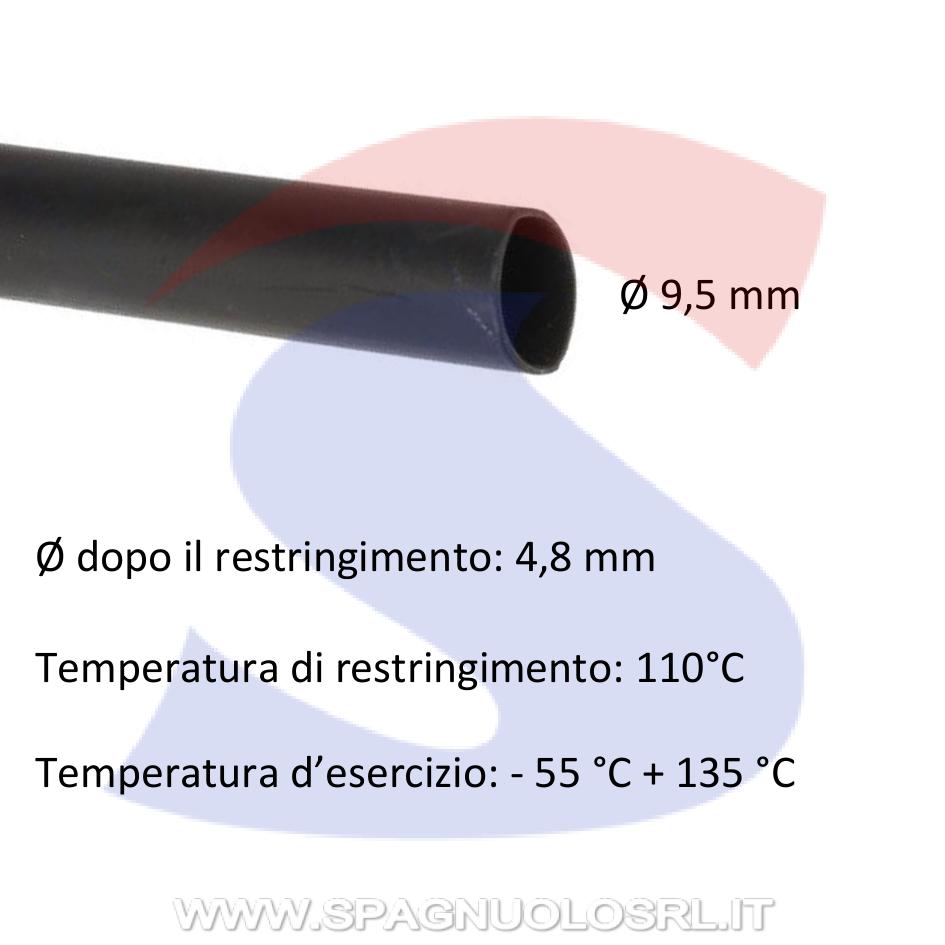 Guaina termorestringente Ø 9,5 mm in poliolefina Nera - BMM SNB095
