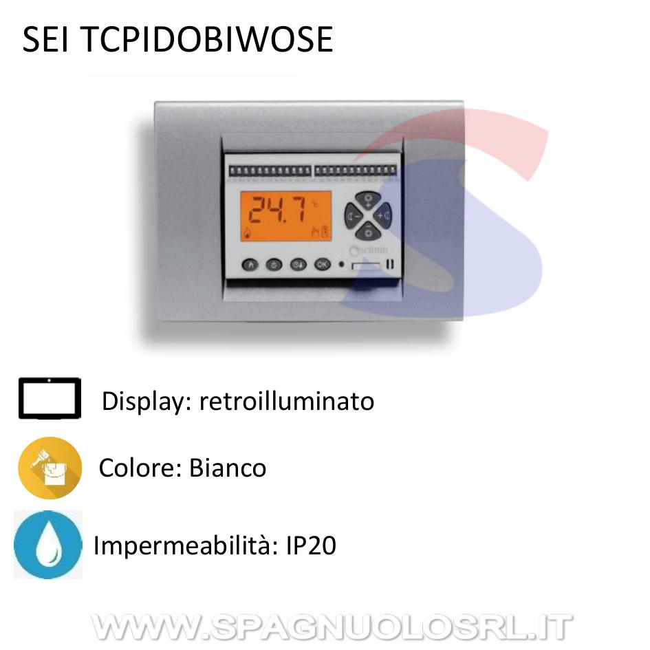 Cronotermostato digitale giornaliero da incasso, Bianco - SEITRON TCPIDOBIWOSE