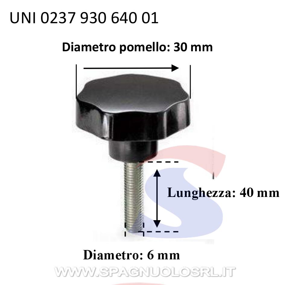 Volantino maschio con perno di 40 mm e pomello di Ø 30 mm - UNIFIX 0237 930 640 01