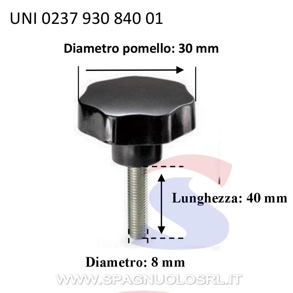 Volantino maschio con perno di 40 mm e pomello di Ø 30 mm - UNIFIX 0237 930 840 01