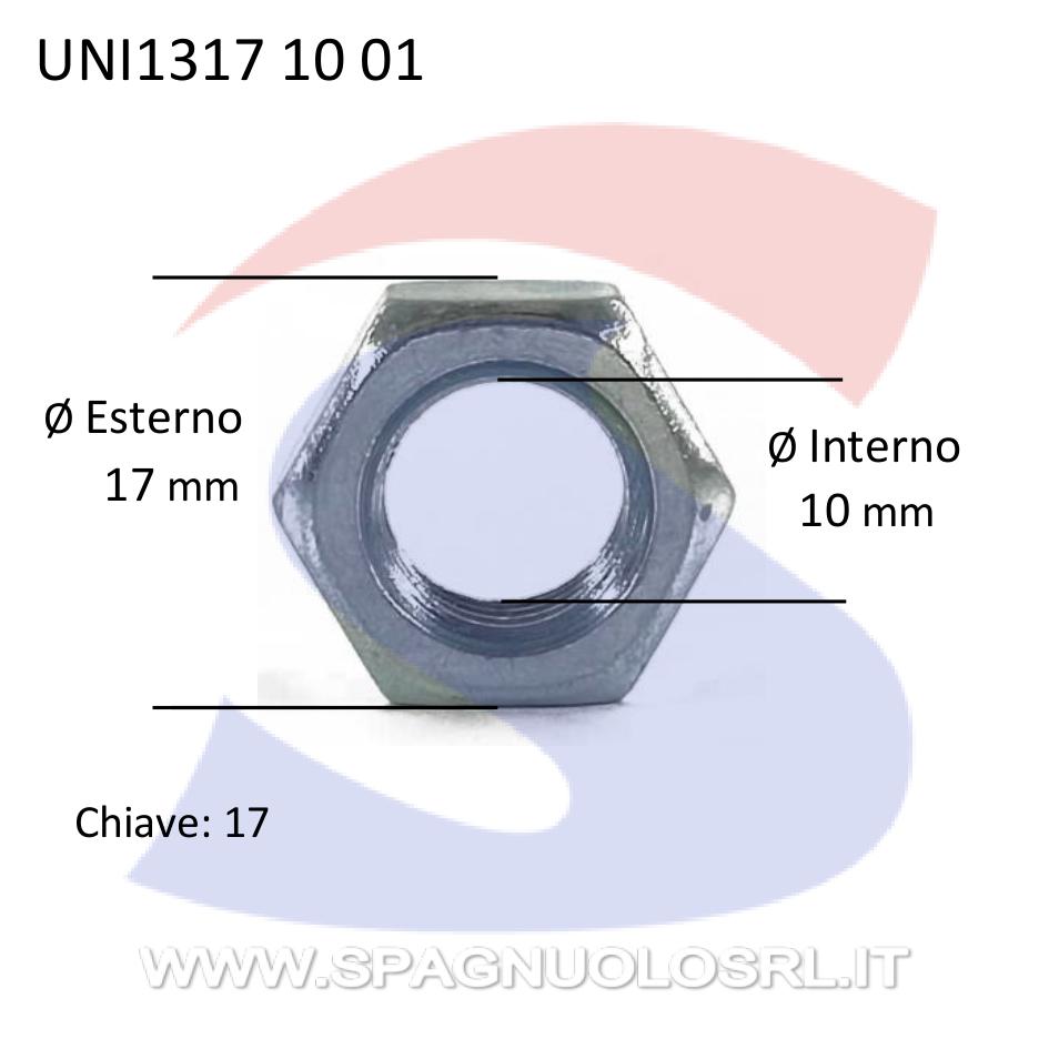 Dado Esagonale Medio Zincato Passo Grosso M10 - UNIFIX 1317 10 01