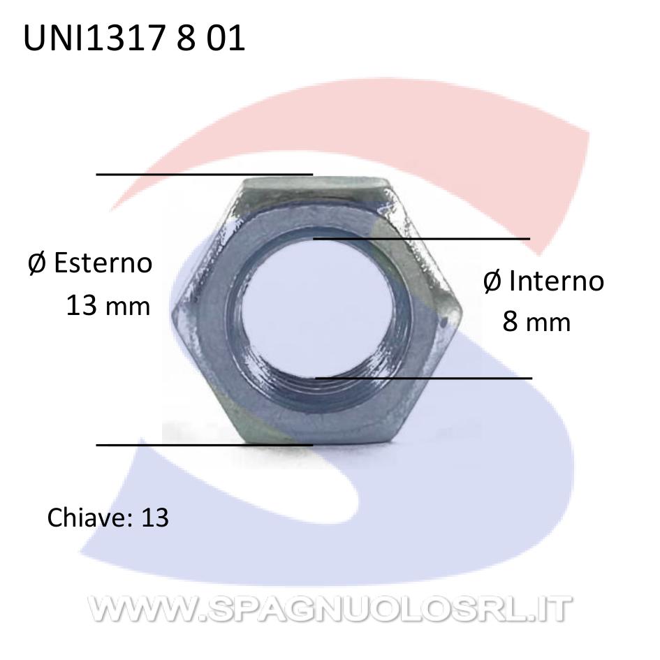 Dado Esagonale Medio Zincato Passo Grosso M8 - UNIFIX 1317 8 01