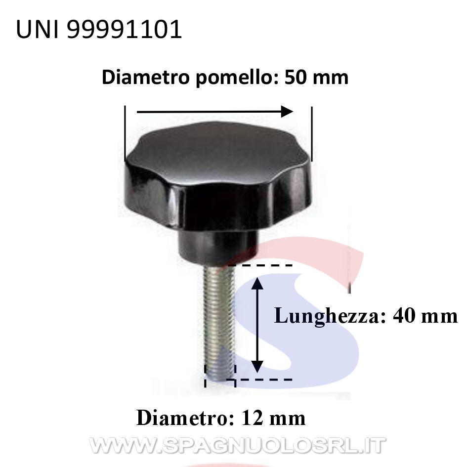 Volantino maschio con perno di 40 mm e pomello di Ø 50 mm - UNIFIX 99991101