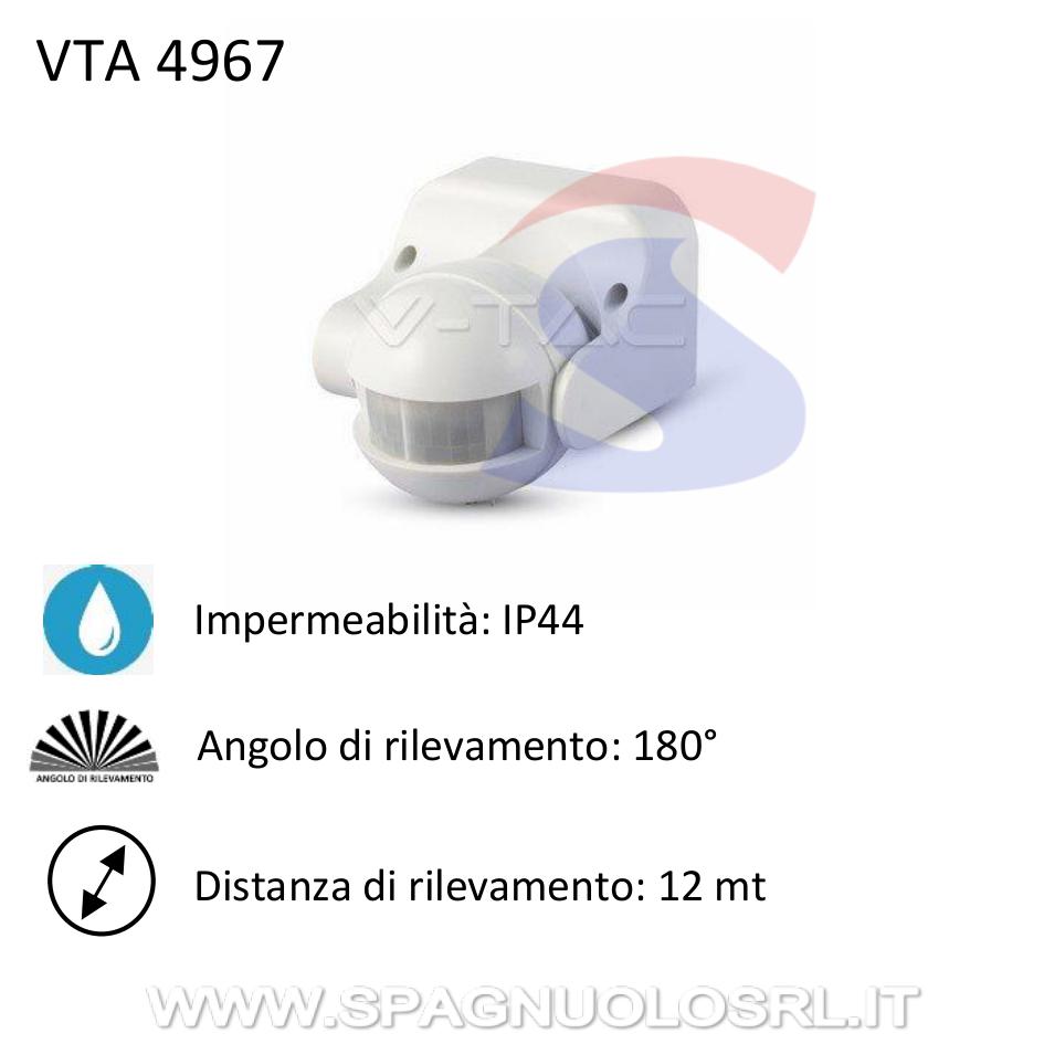 Sensore di movimento a infrarossi IP44 - VTAC 4967