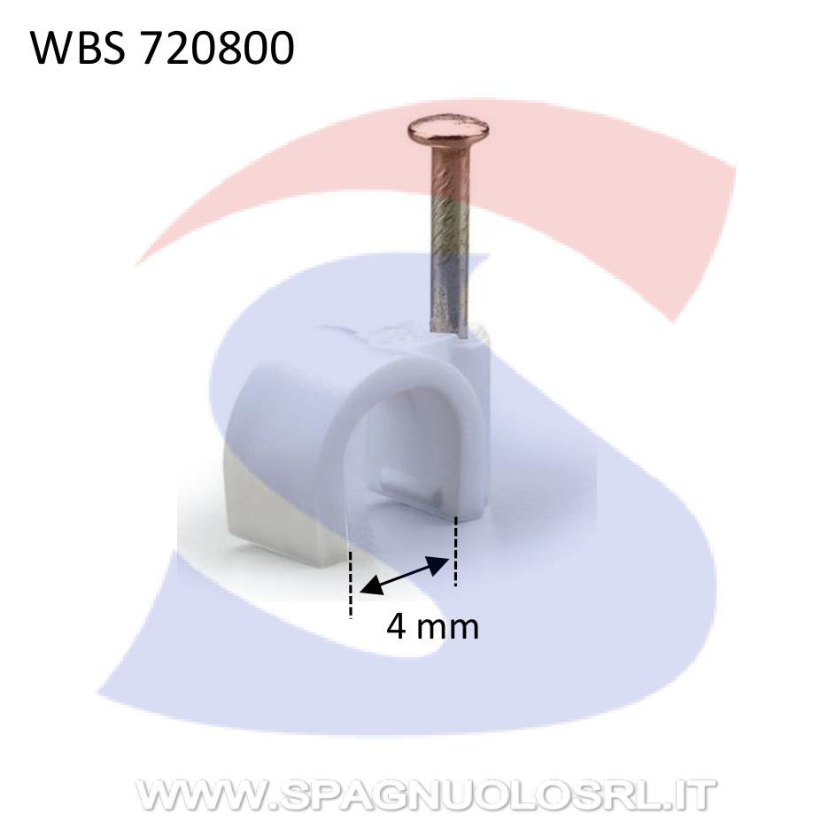 Graffetta con chiodo per cavo Ø 4 mm Bianca - WBS 720800
