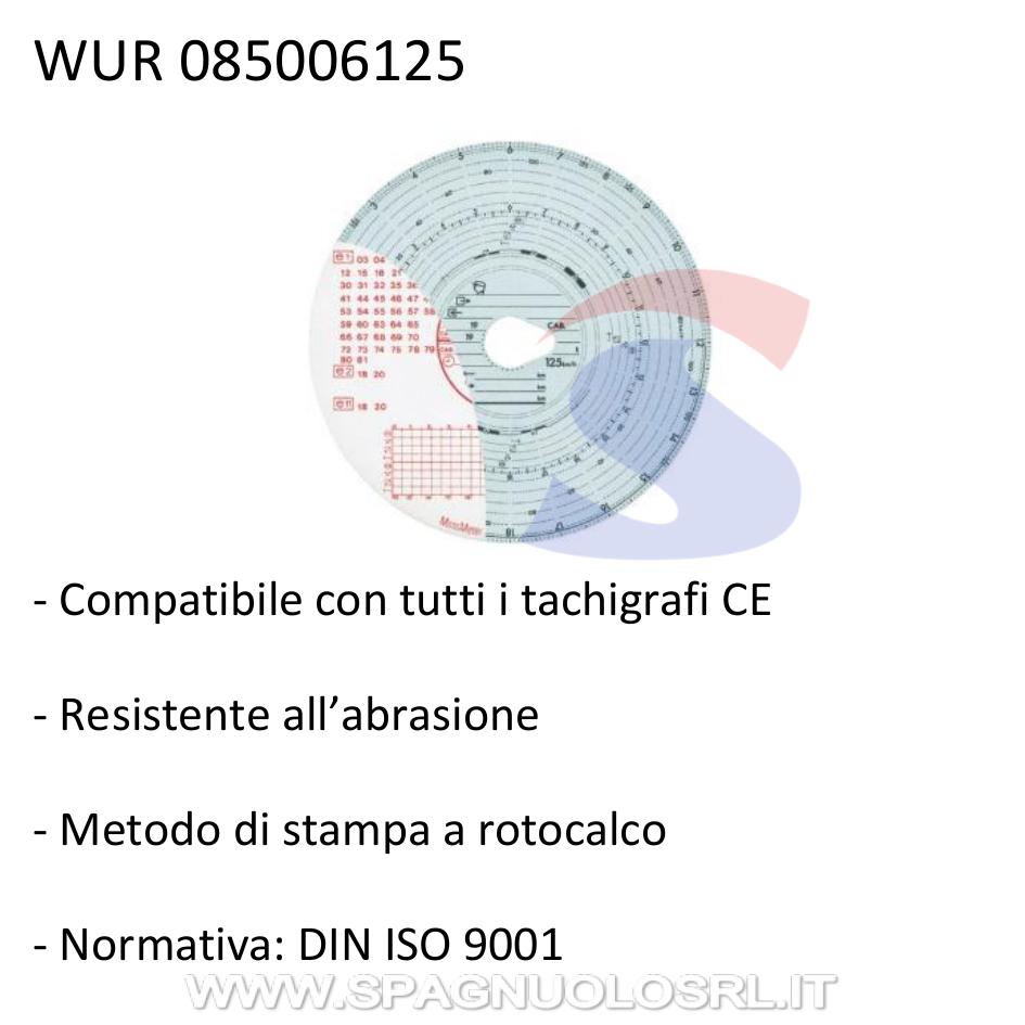 Dischi per tachigrafi 125EC= 125 Km/h - WURTH 085006125