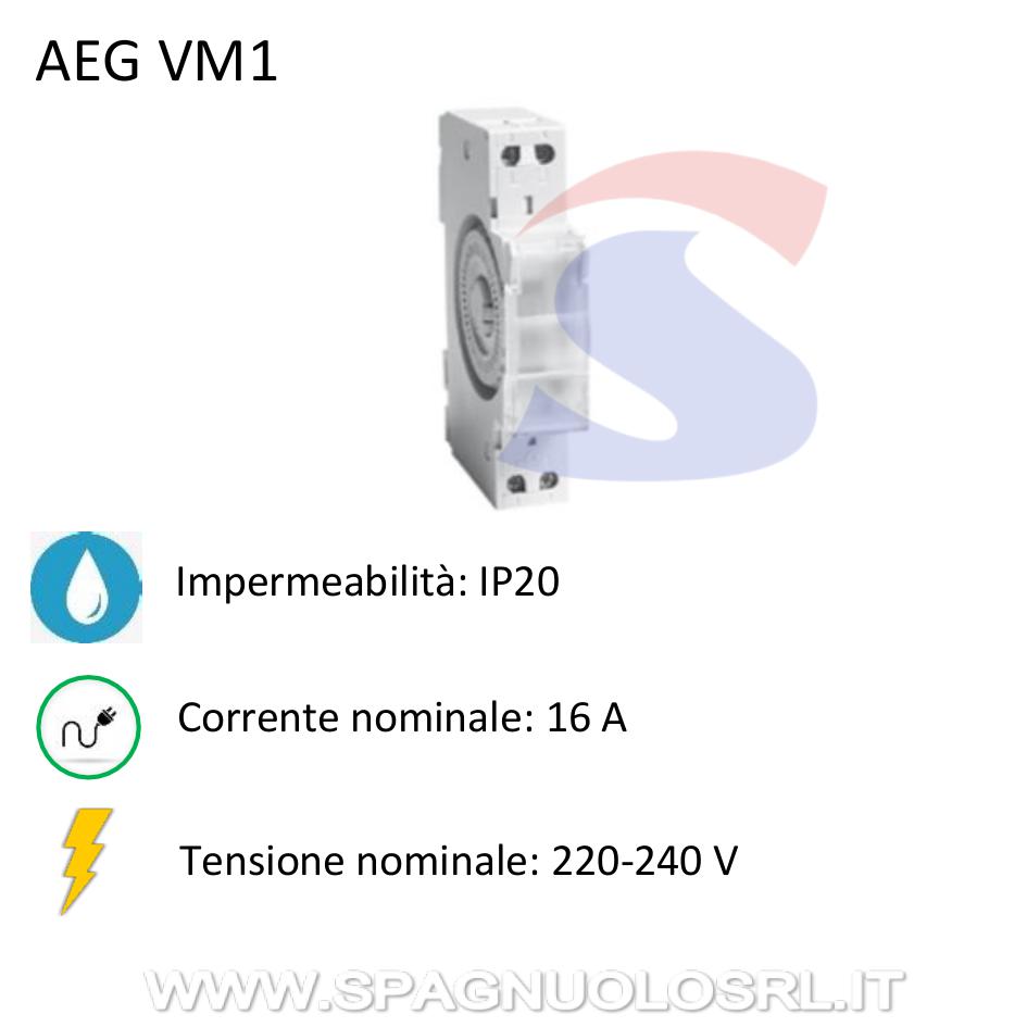 Interruttore orario analogico 1NO da 16A e 220-240V - AEG VM1