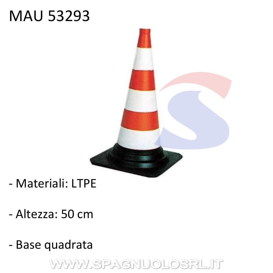 Cono spartitraffico in LTPE alto 50 cm e base quadrata - MAU 53293