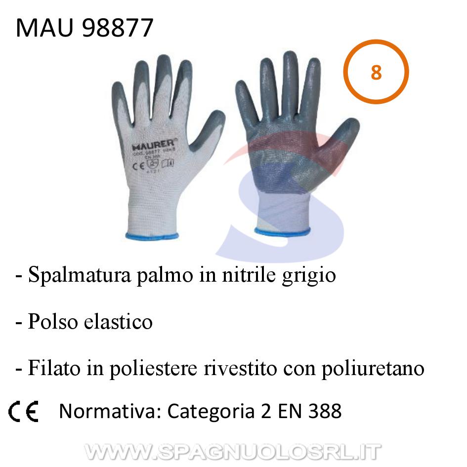 Guanti in poliuretano e nitrile taglia 8, Bianco/Grigio - MAU 98877