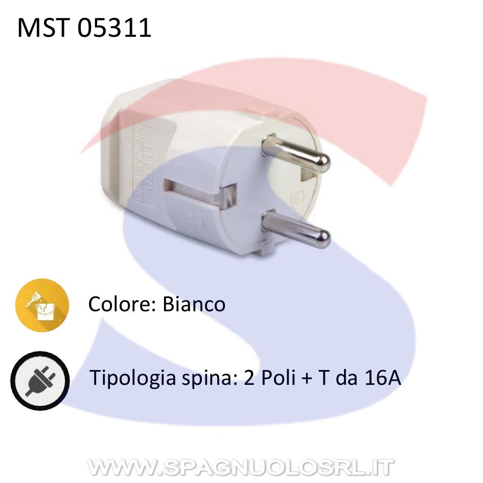 Spina Schuko 2 poli + T S30 da 16 A, Bianca - MASTER 05311
