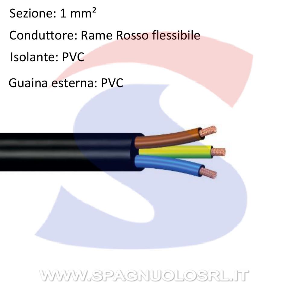 Cavo uso domestico tondo 3 x 1 mm² Nero - 9X9 CAVI H053G1NE