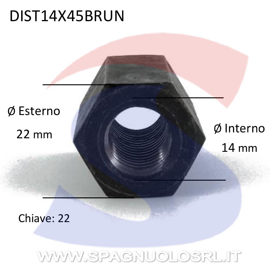 Dado Esagonale Distanziale Brunito Passo Grosso M14 - VITI DIST14X45BRUN