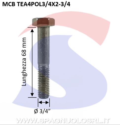 VITE IN POLLICE 3/4X2-3/4" T.ESAG.INOX PARZ. FILET. - VITI TEA4POL3/4X2-3/4