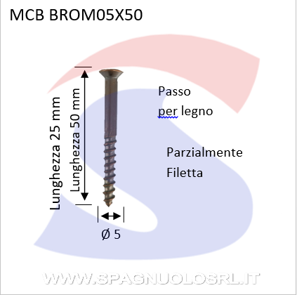 VITE PER LEGNO M05X50 A TS CONIMPRONTA A TAGLIO BRONZATA - VITI BROM05X50