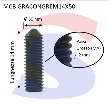 GRANI CAVA ESAGONALE M14X50ESTREMITA'CONICA NERE P.GROSSO - VITI GRACONGREM14X50