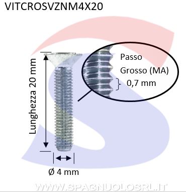 VITE A TSP C/IMPRONTA 4X20CROCE ZN TF - VITI VITCROSVZNM4X20