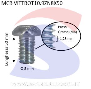 VITE TESTA BOTTONE 10.9 10X16ESAGONALE ZINCATA - VITI VITTBOT10.9ZN10X16