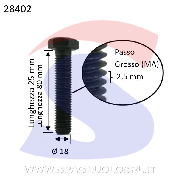 VITE T.ESAG 8.8 M18X80 PASSO GROSSO TOTAL.FILET.BRUNITA - VITI VITTEM18X80TF