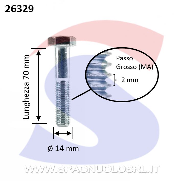 VITE T.ESAG.8.8 M14X70 PASSO GROSSO PARZ.FILET.ZINCATA - VITI VITTEZNM14X70PF