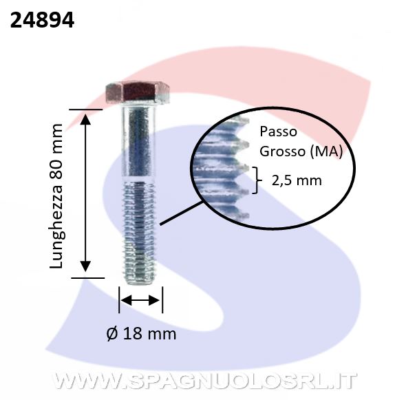 VITE T.ESAG.8.8 M18X80 PASSO GROSSO PARZ.FILET.ZINCATA - VITI VITTEZNM18X80PF