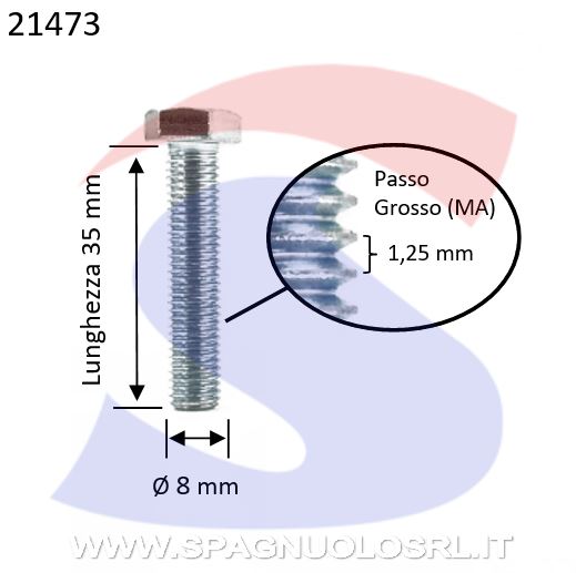 VITE T.ESAG.8.8 M8X35 PASSO GROSSO TOTAL.FILET.ZINCATA - VITI VITTEZNM8X35