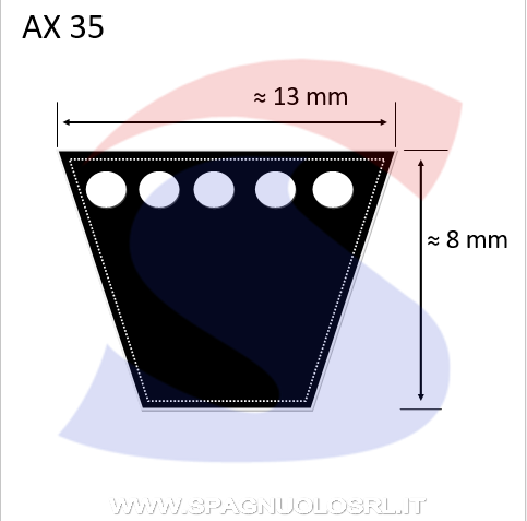 Cinghia Trapezoidale Classica Sezione AX 13X8X950 - PIBELT AX35