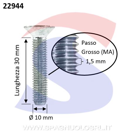 VITE TESTA SP CON CAVA ESAGZINC TF 10.09 MA M10X30 - VITI VITTSPEIZNM10X30