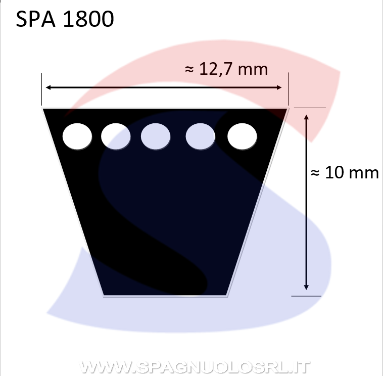 Cinghia Trapezoidale Classica Sezione SPA 12,7X10X1818 - PIBELT SPA1800