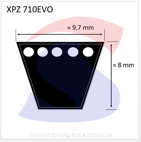 Cinghia Trapezoidale Classica Sezione XPZ 9,7X8X723 - PIBELT XPZ710EVO